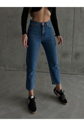 شلوار جین آبی زنانه فاق بلند استاندارد کد 650590141