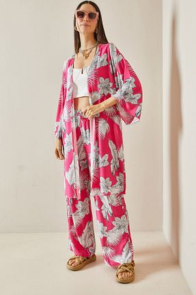 ست بالاتنه و پائین تنه صورتی زنانه بافتنی XHAN - کد 833365181