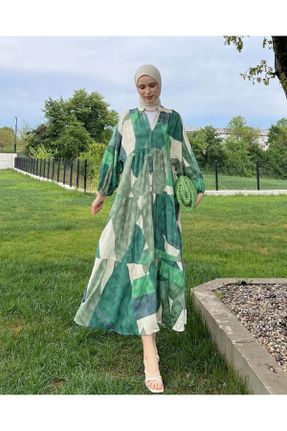 لباس سبز زنانه اورسایز بافتنی مخلوط ویسکون کد 833381744