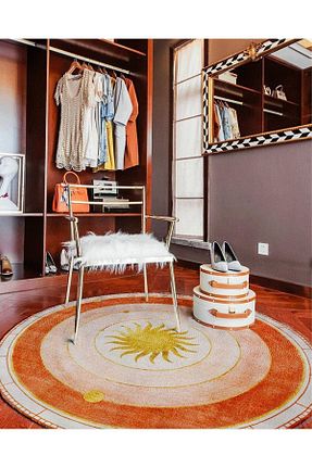 فرش نارنجی زیره ضد لغزش PINKIE HOME - کد 443938225
