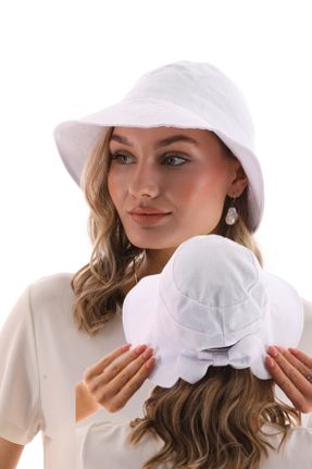 کلاه سفید زنانه پنبه (نخی) کد 833453516
