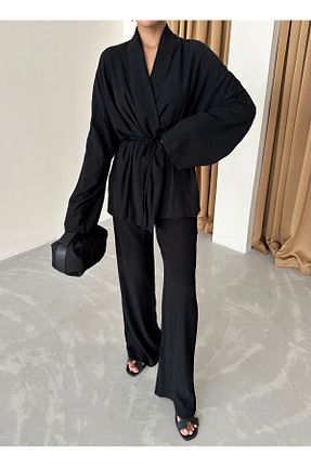 ست بالاتنه و پائین تنه مشکی زنانه بافتنی Laluvia - کد 833496840
