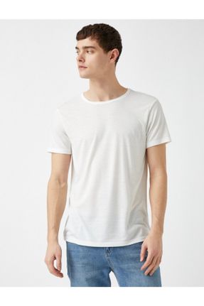 تی شرت سفید مردانه یقه گرد رگولار بیسیک کد 118024830