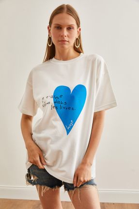 تی شرت آبی زنانه رگولار پنبه - پلی استر کد 833105913