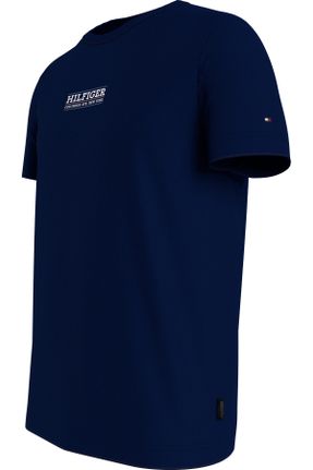 تی شرت آبی مردانه رگولار یقه گرد پنبه (نخی) تکی بیسیک کد 813217759