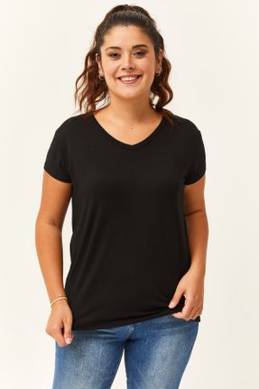 تی شرت مشکی زنانه ویسکون سایز بزرگ تکی کد 36967110