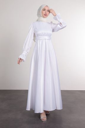 لباس مجلسی سفید زنانه ساتن رگولار کد 833097778
