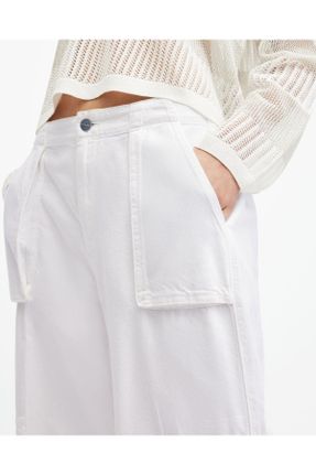 شلوار جین سفید زنانه پاچه گشاد فاق بلند جوان بلند کد 833081364