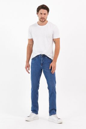 شلوار جین آبی مردانه پاچه گشاد فاق بلند کد 140582411