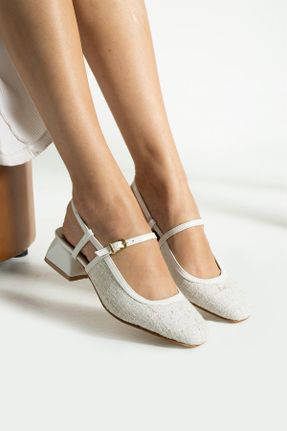 کفش پاشنه بلند کلاسیک سفید زنانه پاشنه ضخیم پاشنه کوتاه ( 4 - 1 cm ) کد 833125824