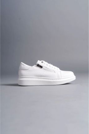 کفش کژوال سفید مردانه چرم مصنوعی پاشنه کوتاه ( 4 - 1 cm ) پاشنه ساده کد 833167325