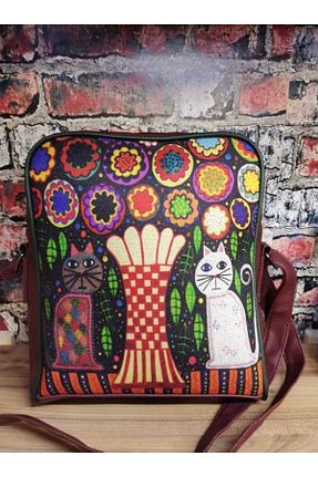 کیف پستچی زرشکی زنانه چرم مصنوعی Bohemian - کد 311610463