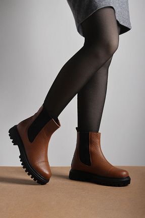 بوت / نیم بوت قهوه ای زنانه چرم خالص Gusse - کد 764509973