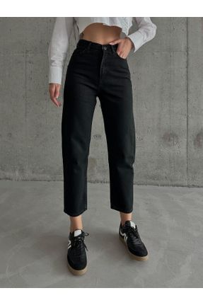 شلوار جین مشکی زنانه فاق بلند استاندارد کد 650590151
