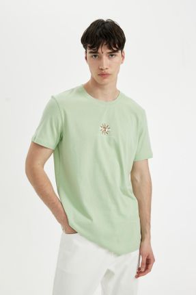 تی شرت سبز مردانه یقه گرد کد 833389374