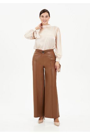 شلوار قهوه ای زنانه چرم مصنوعی Guzella - کد 790266602