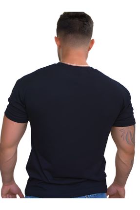 تی شرت مشکی مردانه رگولار یقه گرد لیکرا 2