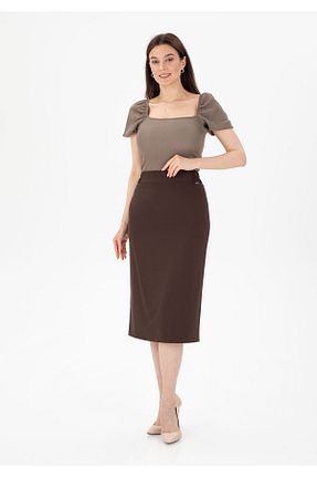 دامن قهوه ای زنانه بافتنی G-Line - کد 816527264