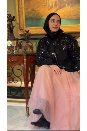 دامن حجاب صورتی زنانه Asimetrik Semrailhan - کد 833494526
