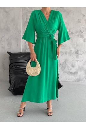 لباس سبز زنانه بافتنی پنبه (نخی) آستین سه ربع بیسیک کد 833503593