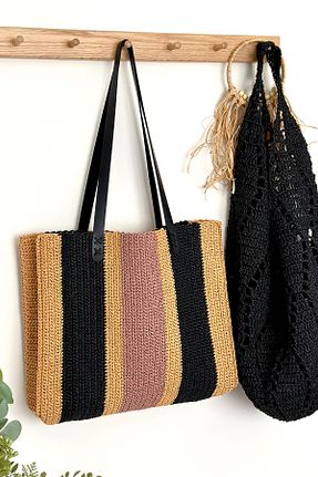 کیف ساحلی مشکی زنانه حصیر BECCASTYLE - کد 833530099
