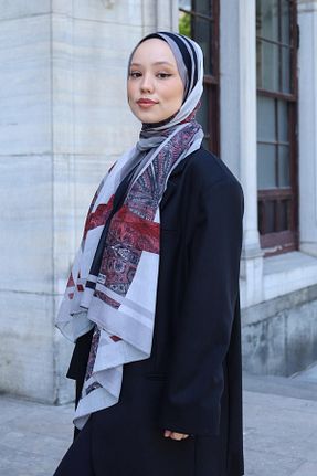 شال طوسی زنانه ابریشم Hint İpek - کد 833536319