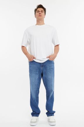 شلوار جین آبی مردانه پاچه راحت فاق بلند جین کد 823681513