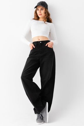 شلوار جین طوسی زنانه پاچه راحت فاق بلند استاندارد بلند کد 793388730