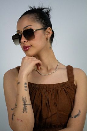 عینک آفتابی طلائی زنانه UV400 Rachel Paris - کد 833564716