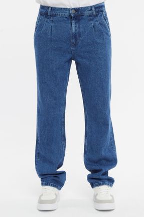 شلوار جین آبی مردانه پاچه راحت فاق بلند جین کد 823862470