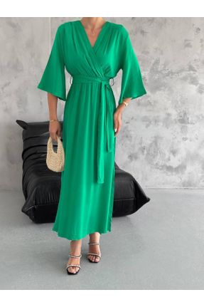 لباس سبز زنانه بافتنی پنبه (نخی) آستین سه ربع کد 833608992