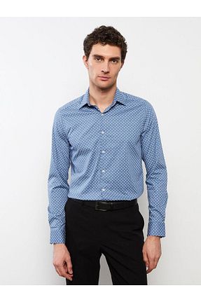 پیراهن آبی مردانه اسلیم فیت LC Waikiki - کد 664982561