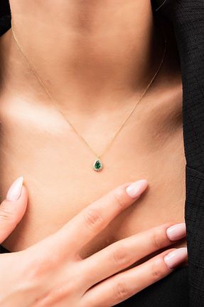 گردنبند طلا سبز زنانه 8 عیار Altınaşkı - کد 90802788