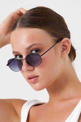 عینک آفتابی مشکی زنانه 47 UV400 فلزی سایه روشن بیضی کد 76028764