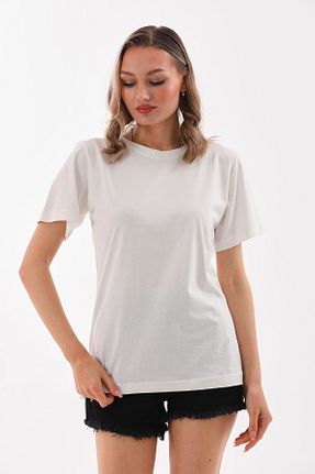 تیشرت سفید زنانه رگولار DEVRİMAY TEKSTİL - کد 828365890