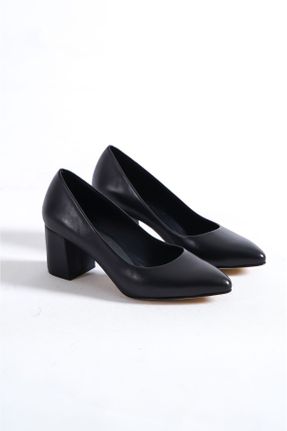 کفش پاشنه بلند کلاسیک مشکی زنانه چرم طبیعی پاشنه ضخیم پاشنه متوسط ( 5 - 9 cm ) کد 784304743