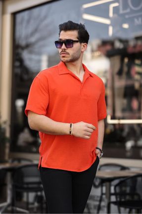پیراهن نارنجی مردانه بامبو یقه پیراهنی کد 828144644