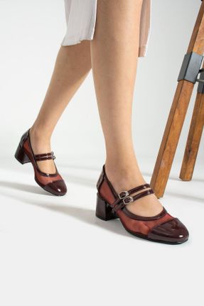 کفش پاشنه بلند کلاسیک زرشکی زنانه پاشنه ضخیم پاشنه کوتاه ( 4 - 1 cm ) کد 833711214