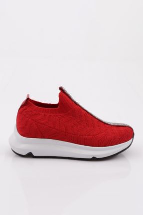 کفش اسنیکر قرمز زنانه بند دار چرم مصنوعی کد 699200400