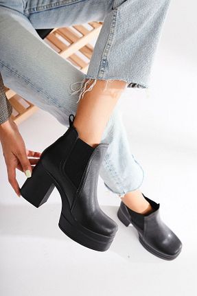بوت / نیم بوت مشکی زنانه چرم مصنوعی Limoya - کد 363253000