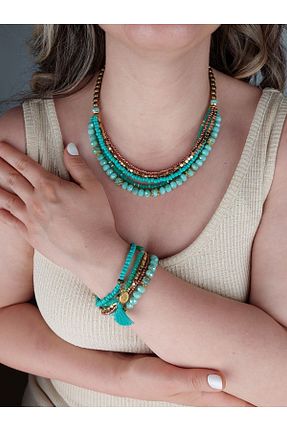 ست جواهر قهوه ای زنانه 2 تایی TAKİBUTİGİNİZ - کد 798411830