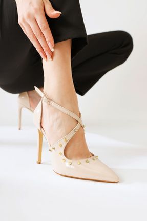 کفش پاشنه بلند کلاسیک بژ زنانه پاشنه ضخیم پاشنه متوسط ( 5 - 9 cm ) کد 822721276