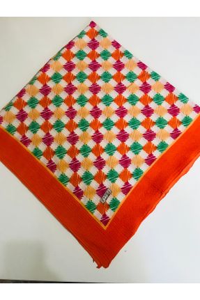 روسری نارنجی پنبه - پلی استر 100 x 100 کد 833751005