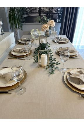رومیزی بژ کتان Decamor home - کد 373099396