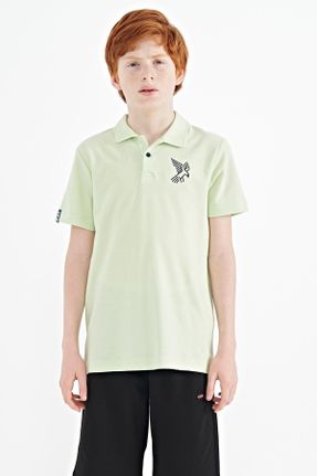 تی شرت سبز بچه گانه رگولار یقه پولو تکی جوان کد 711452434