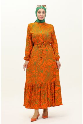 لباس نارنجی زنانه ریلکس بافتنی کد 833684271
