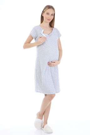 لباس شب حاملگی طوسی زنانه پنبه (نخی) کد 69782770