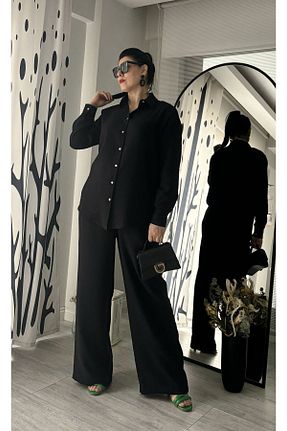 ست بالاتنه و پائین تنه مشکی زنانه بافتنی İrem Tekstil - کد 801392197