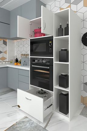 کابینت های آماده آشپزخانه سفید Suntalam Kenzlife - کد 207987439