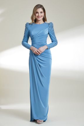 لباس مجلسی آبی زنانه اسلیم بدون آستر کد 833058960